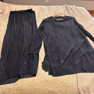 Wide Leg Black Pants & Jumpsuit Set